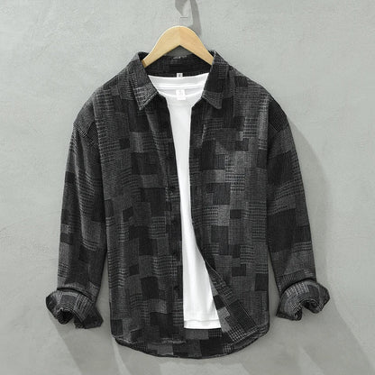 Herrskjorta Modern Patchwork Andningsbar Bomull Polyester 1