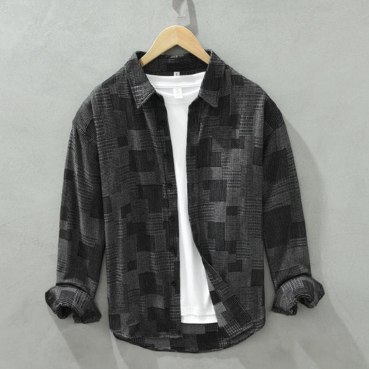 Herrskjorta Modern Patchwork Andningsbar Bomull Polyester 1
