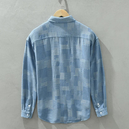 Herrskjorta Modern Patchwork Andningsbar Bomull Polyester 3