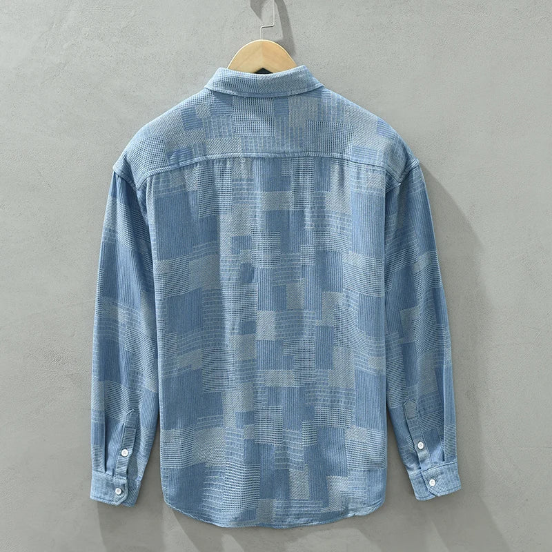 Herrskjorta Modern Patchwork Andningsbar Bomull Polyester 3