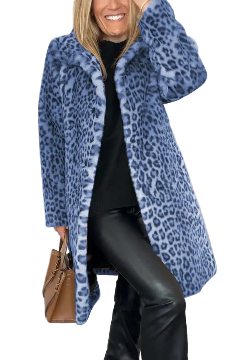 Vinterjacka Dam Leopardmönster Värmande och Stilren 0