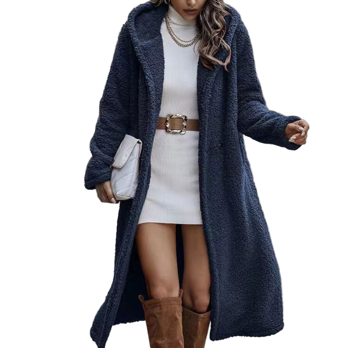 Vinterkappa Dam med Huva och Fuskpäls, Varm och Bekväm Design 0