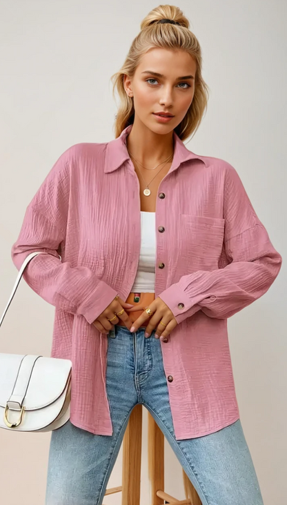 Vit Dam Blus Knappdesign 100% Bomull Avslappnad Stil 7