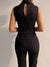 Dam Jumpsuit Ärmlös V-ringning Elegant Polyester-3