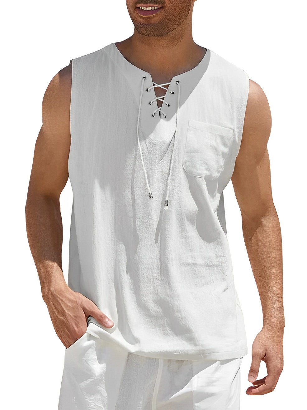 Variant image for Herren Tanktop Kort Ärmar Andningsbart Tyg Bomull-55