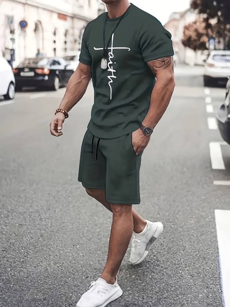 Variant image for Herr Sommaruppsättning Kortärmad T-shirt Bomull och Shorts-13