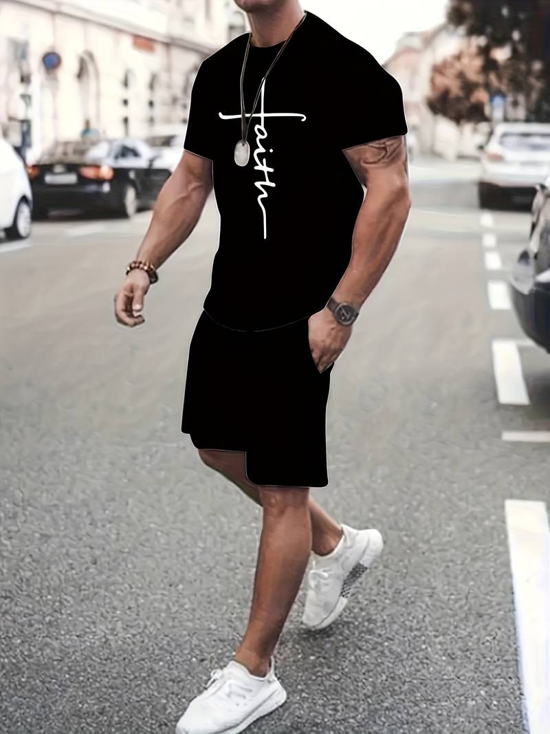 Variant image for Herr Sommaruppsättning Kortärmad T-shirt Bomull och Shorts-19