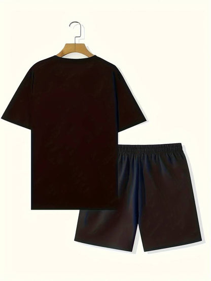 Herr Sommaruppsättning Kortärmad T-shirt Bomull och Shorts-5