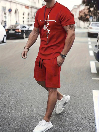 Variant image for Herr Sommaruppsättning Kortärmad T-shirt Bomull och Shorts-25