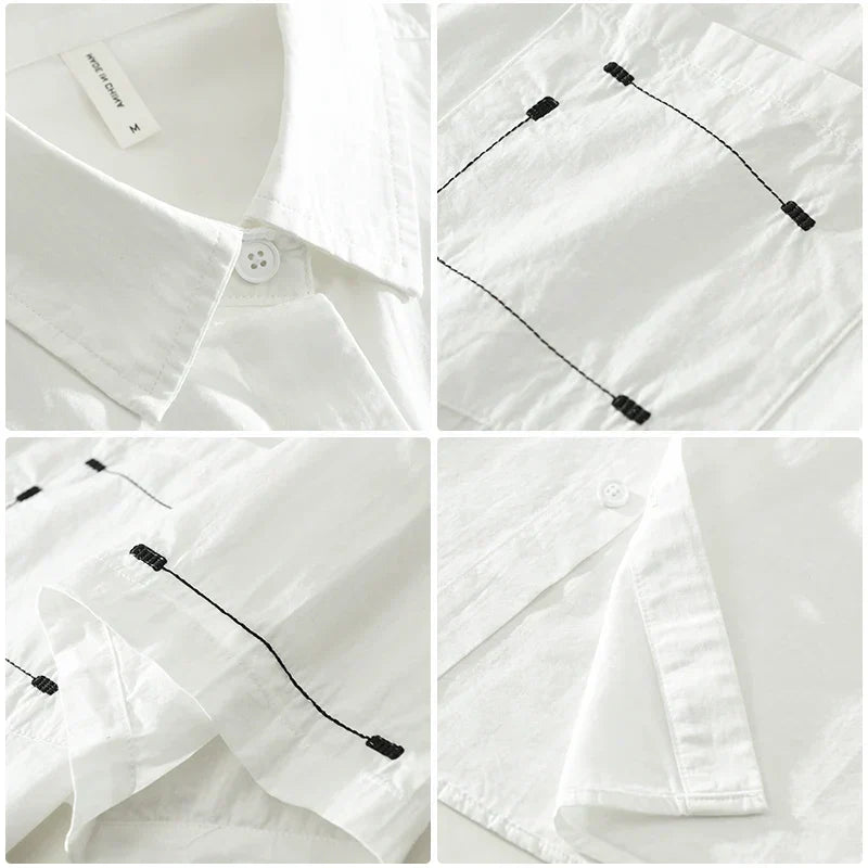 Herrskjorta Kort Ärmar Casual Bomull 5