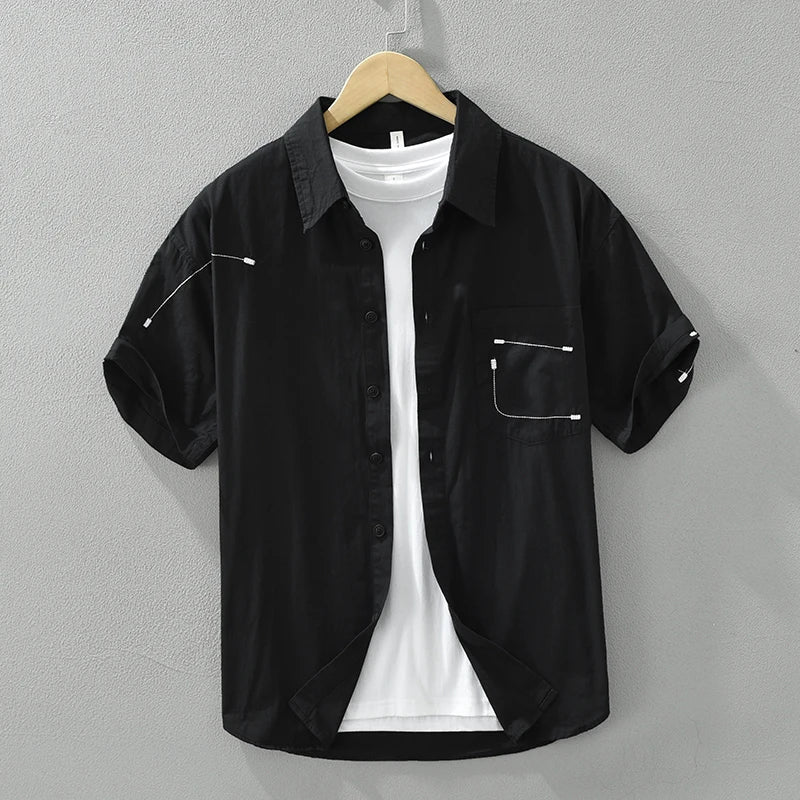 Herrskjorta Kort Ärmar Casual Bomull 1