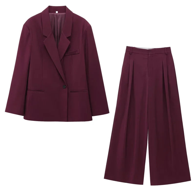 Women's Casual Suit Set with Double Front 0