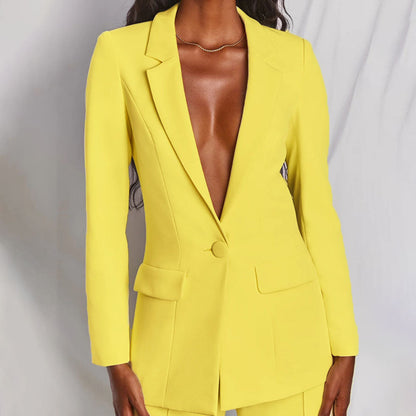 Dam Blazer Set Elegant Design Polyester Byxor 2