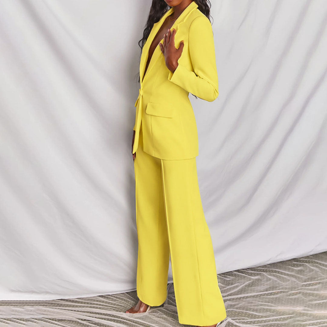 Dam Blazer Set Elegant Design Polyester Byxor 3