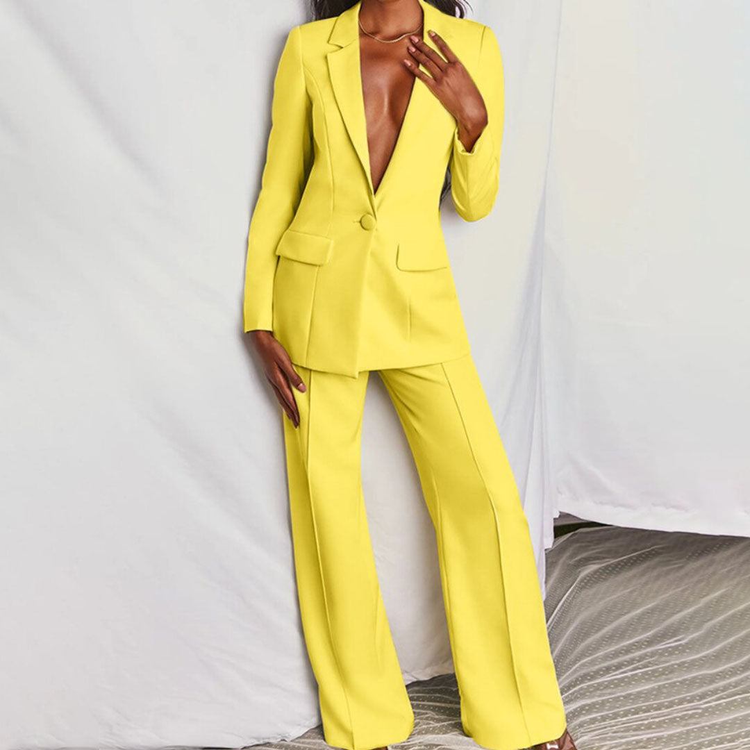 Dam Blazer Set Elegant Design Polyester Byxor 1