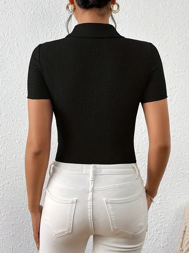 Dam Kortärmad Blus Avslappnad Lätt Tyg-2