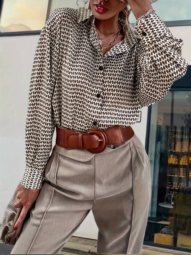 Dam Blus Långärmad Vintage Bomull-4