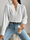 Variant image for Snygga Blusar Dam Vit V-Hals Polyester Elegant-5