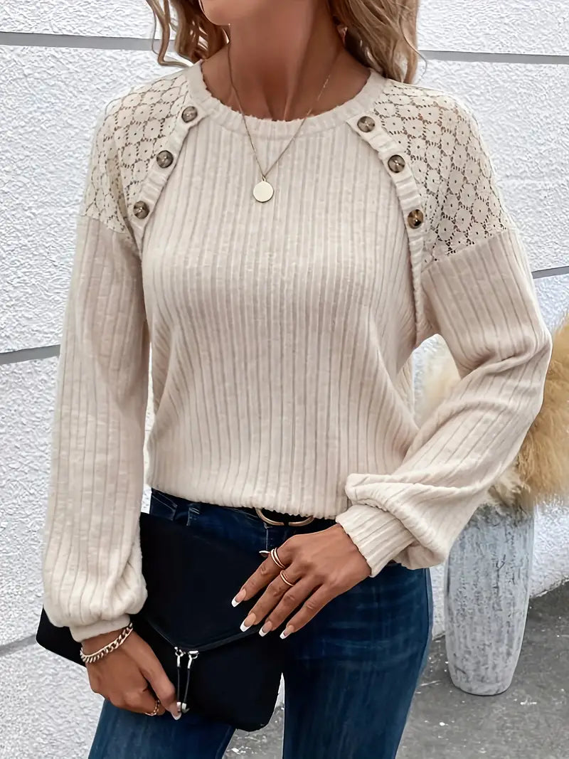 Variant image for Dam Långärmad T-shirt Rund Halsringning Mjuk Bomullsmix-1