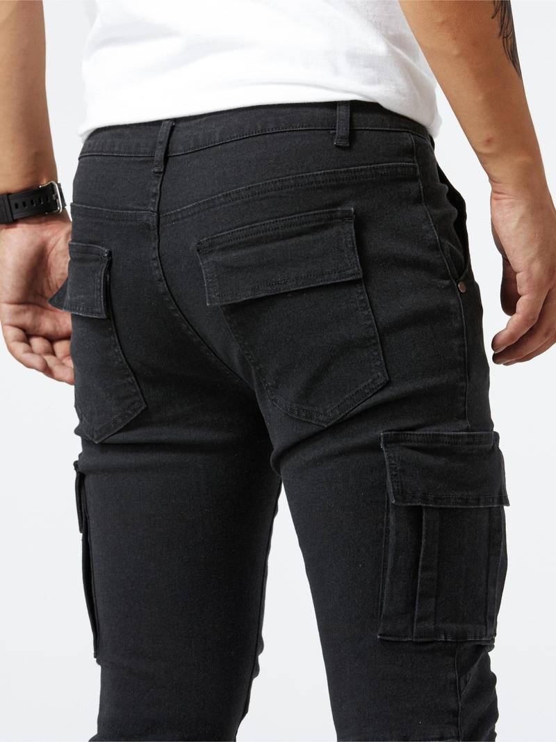 Herr Slim-Fit Cargo Byxor Modern Design 100% Bomull-5