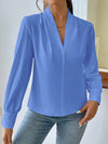 Snygga Blusar Dam Vit V-Hals Polyester Elegant-2