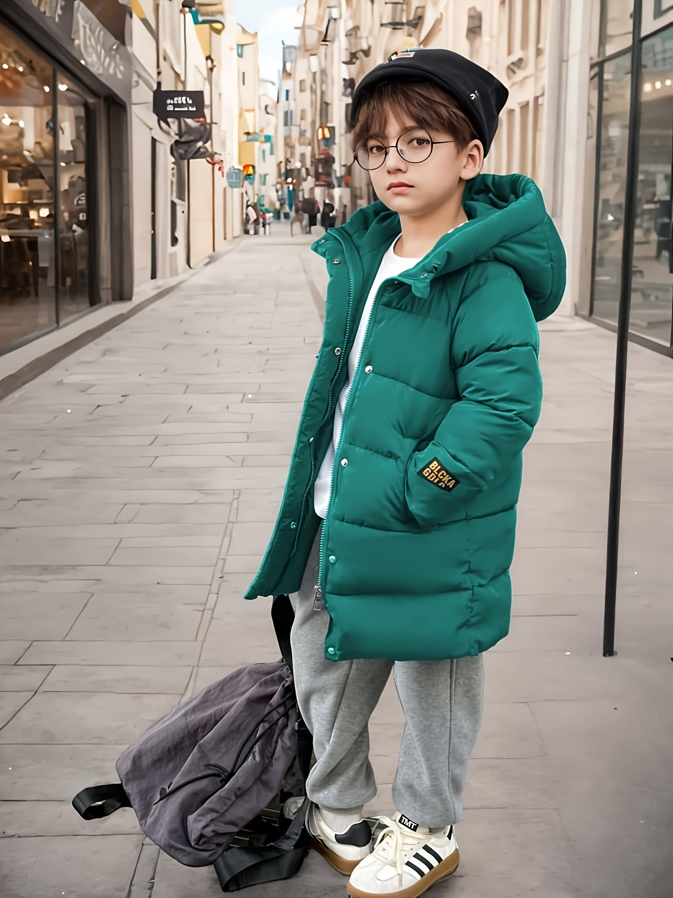 Pojkar Halvlängd Jacka Vattenavvisande Material Med Dragkedja 1