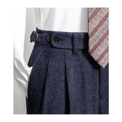 Herr Fritidsbyxor Avslappnad Tweed Vintage Stil 3