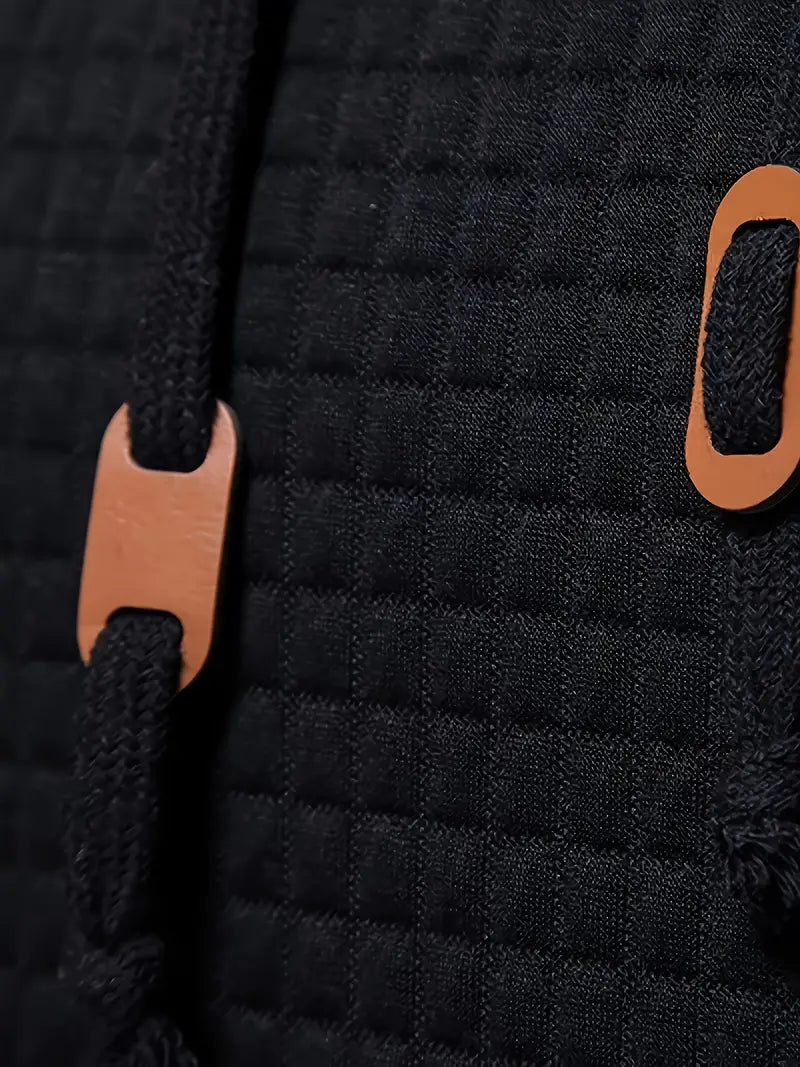 Hoodie Herr Våffelmönster Modern Design Mjuk Tygblandning-3