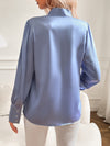 Dam Blus Vit Elegant Silkelook Klassisk Feminin Design Polyester-5