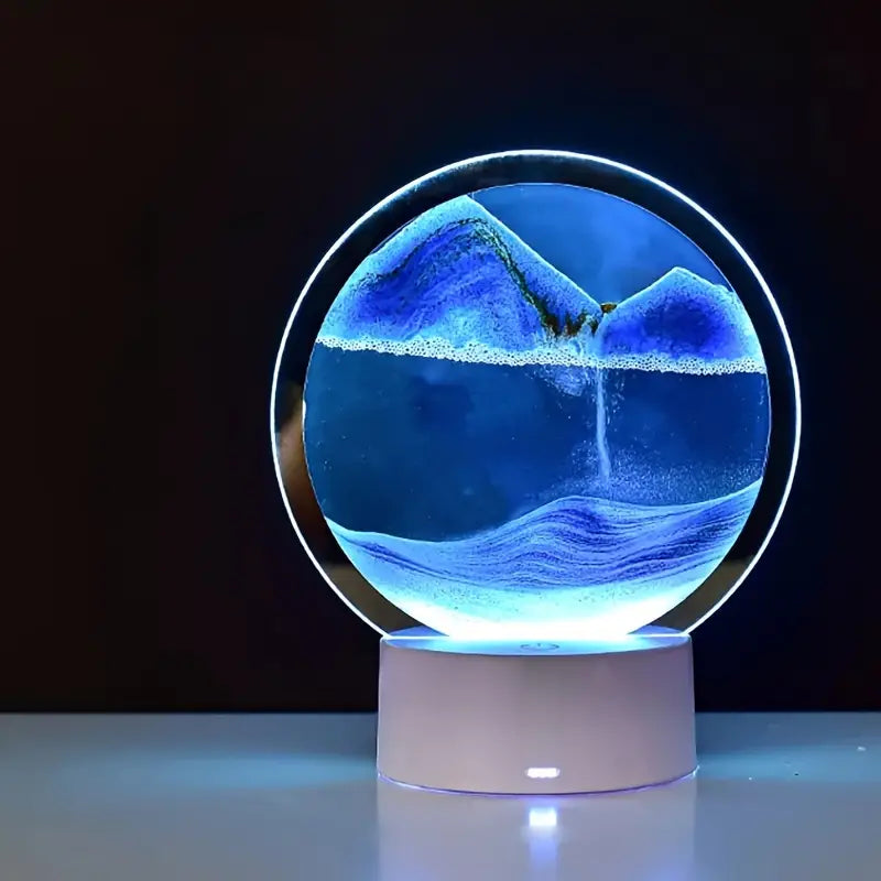 Bordslampa Batteri 3D Sandanimation Glas Elegant Cylinderdesign-1