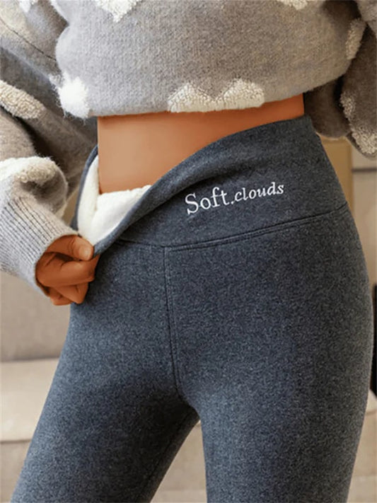 Dam Leggings Fleece Fodrade Varm och Bekväm Hög Midja 1
