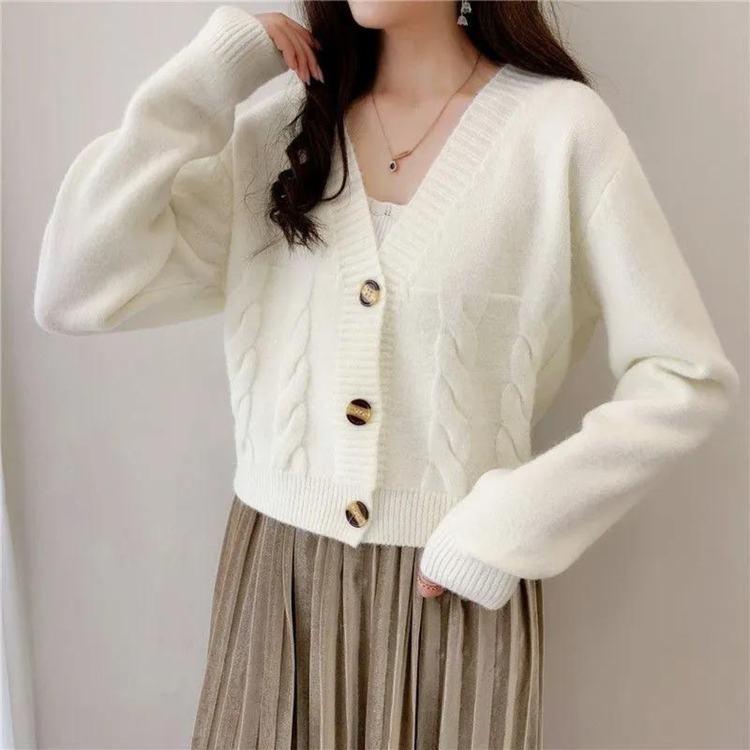 Kabelstickad cardigan för kvinnor