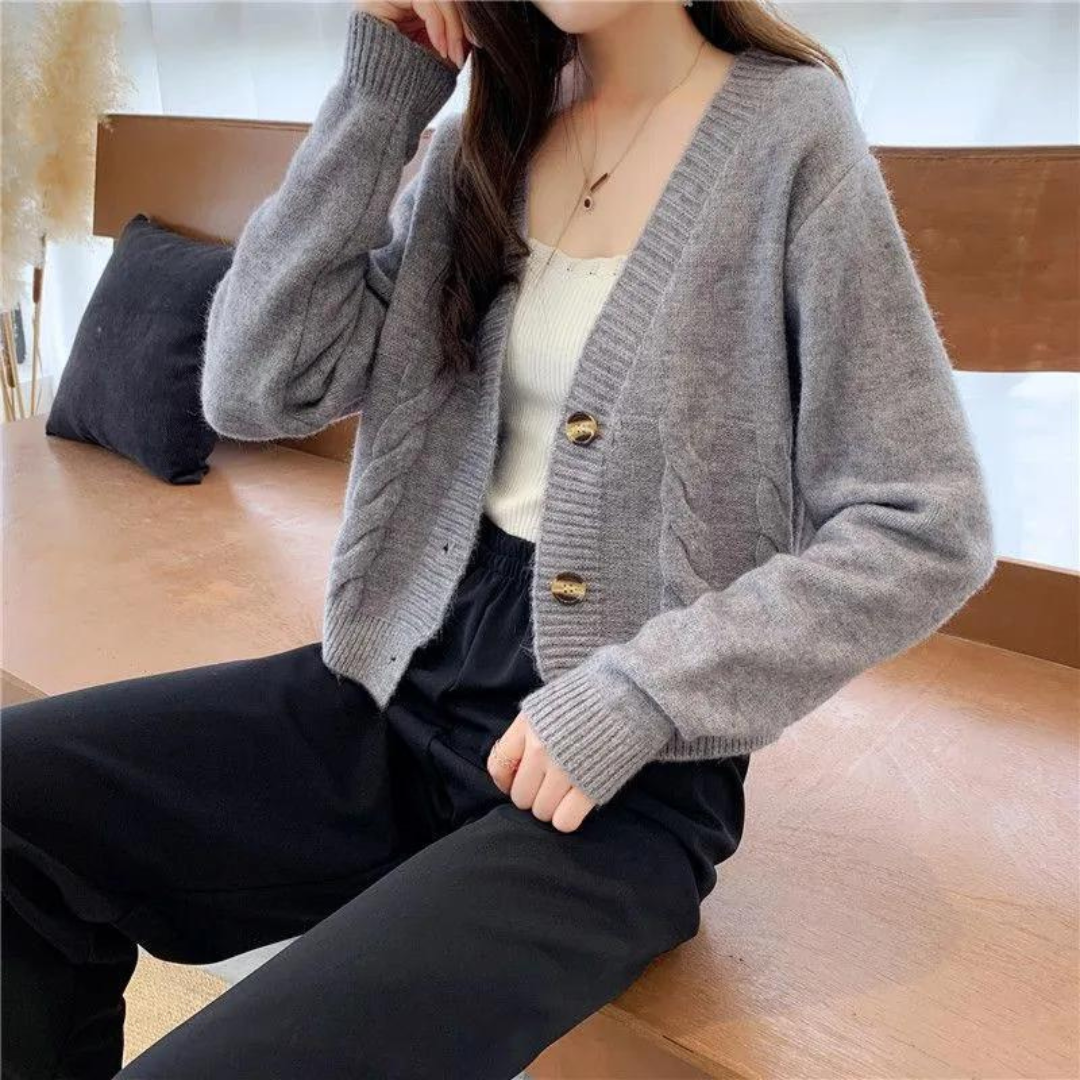 Kabelstickad cardigan för kvinnor