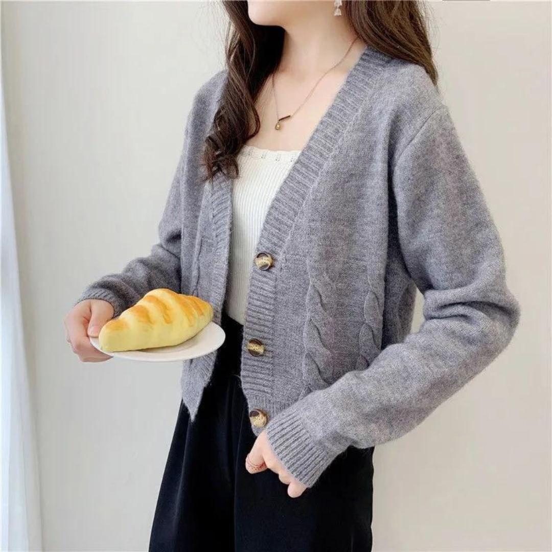 Kabelstickad cardigan för kvinnor