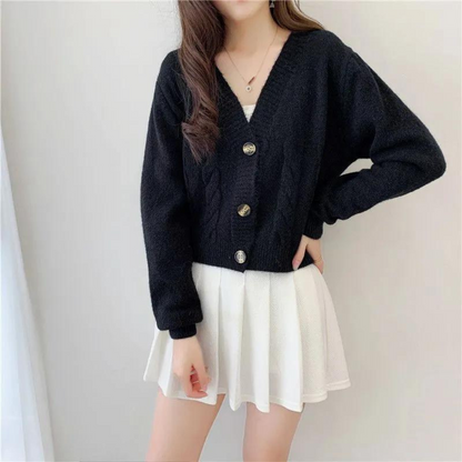 Kabelstickad cardigan för kvinnor