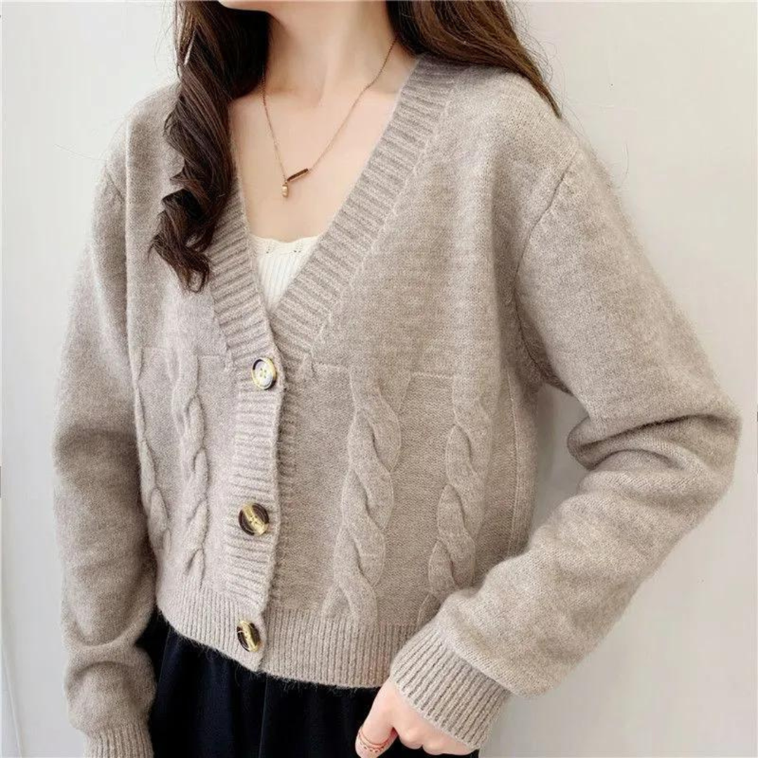 Kabelstickad cardigan för kvinnor