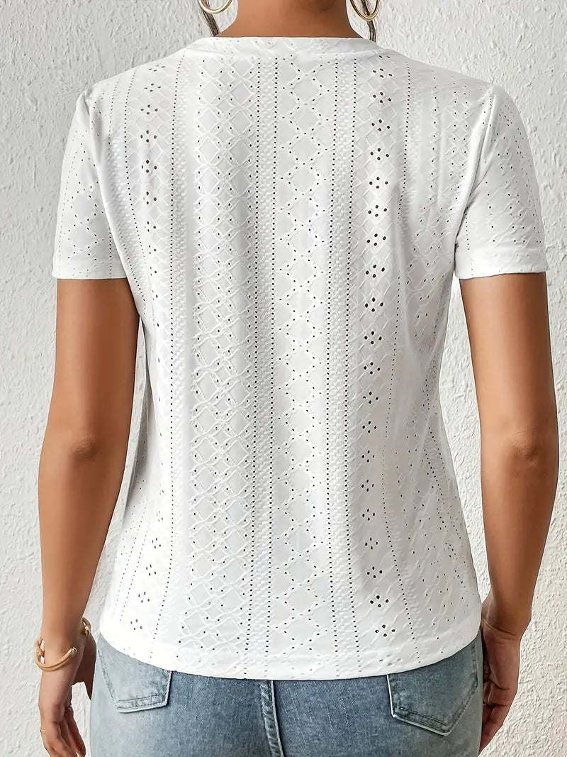 Dam T-shirt Cirkulär Hals Avslappnad 100% Bomull-3