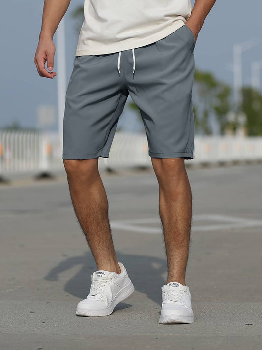 Herr Shorts Avslappnat Cordmaterial Justerbar Snörning-1