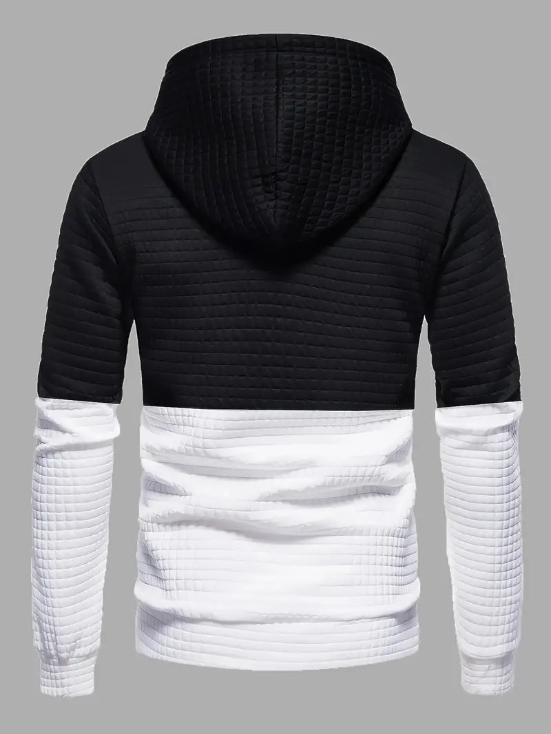 Hoodie Herr Våffelmönster Modern Design Mjuk Tygblandning-4