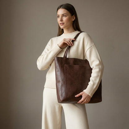 Dam Handväska Stor Modern Design Läderstil