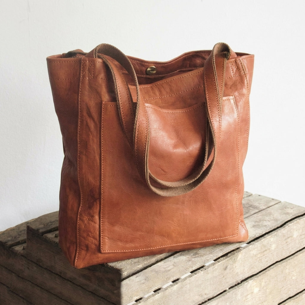 Dam Handväska Stor Modern Design Läderstil