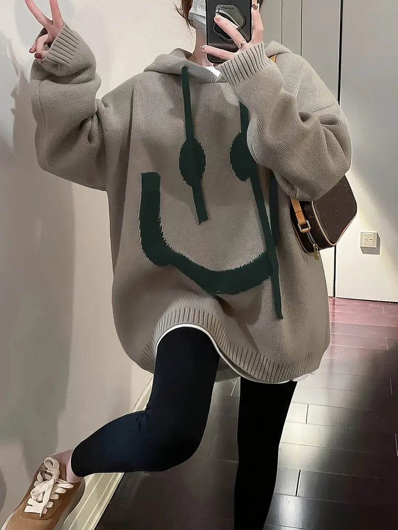 Dam Hoodie Leende Design Justerbar Sladd 100% Bomull-2