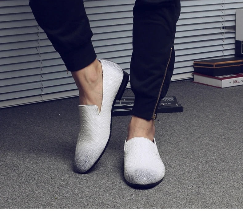 Vävda läderstil skor för män