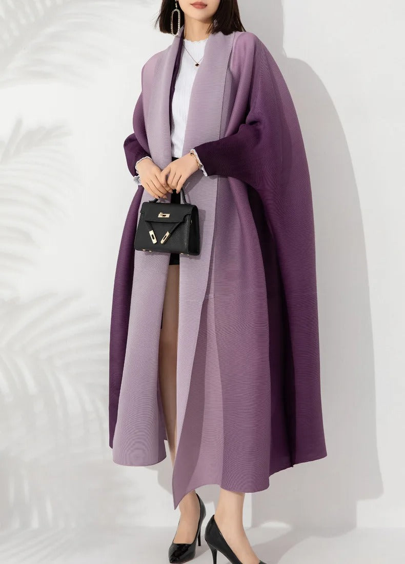 Gradient Plisserad Trench Coat för kvinnor