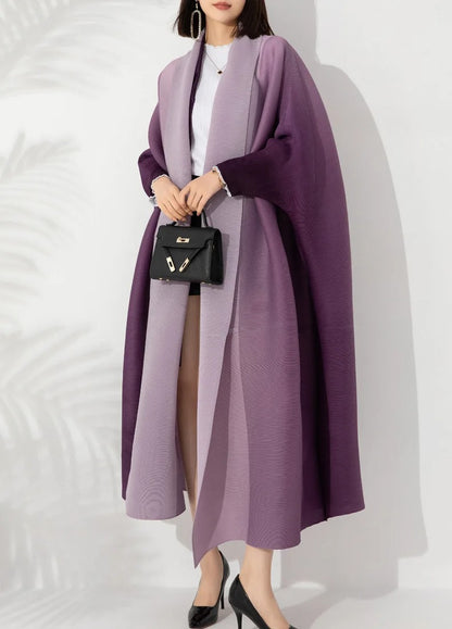 Gradient Plisserad Trench Coat för kvinnor
