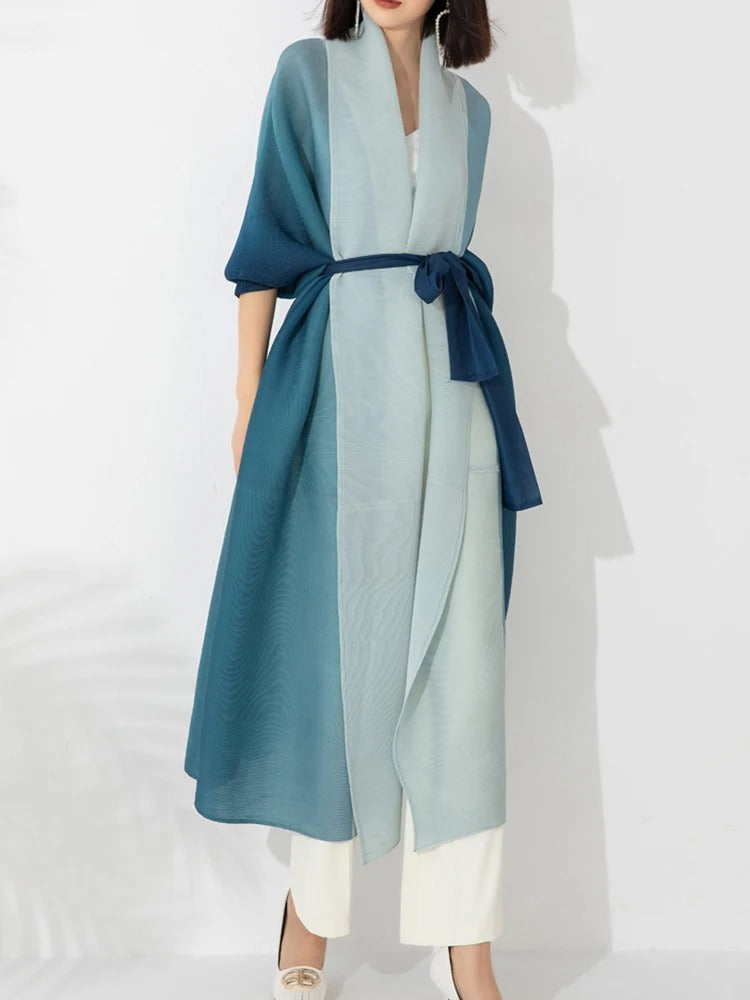 Gradient Plisserad Trench Coat för kvinnor