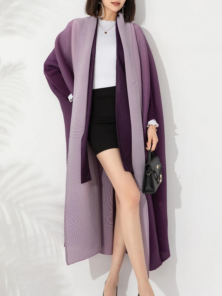 Gradient Plisserad Trench Coat för kvinnor