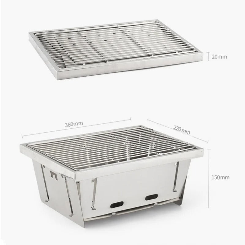 Bärbar grill i rostfritt stål