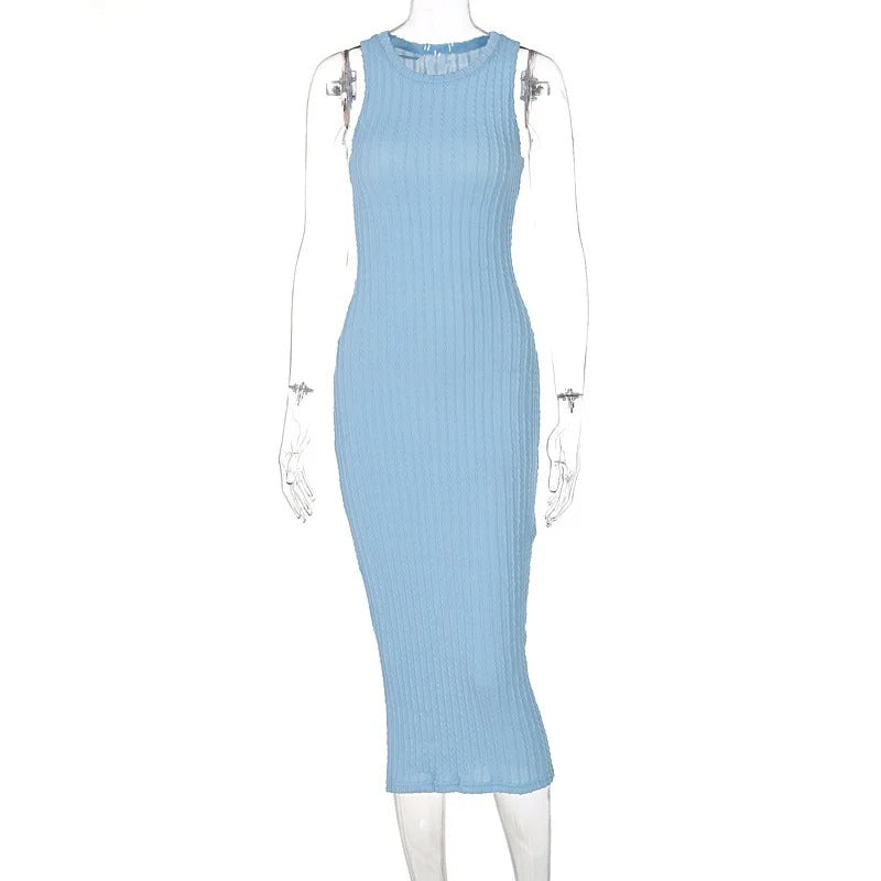 Ärmlös virkad bodycon för kvinnor