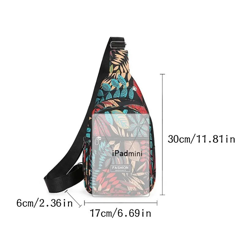 Leaf Print Sling Chest Bag